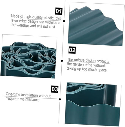 2 Rolls Flexible Plastic Garden Fence Lawn Edging Borders for Flower Beds Lightweight Landscape Border Kit with Curved and Straight Installation Pastoral Garden Decoration