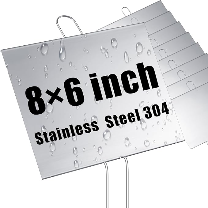 Landhoow 12 Pcs Large Garden Plant Markers Metal Plant Labels Sign 6'' x 8'' with 13'' Stake Weatherproof Waterproof Garden Sign for Outdoor Seedlings Herbs Vegetable Greenhouse, Gold