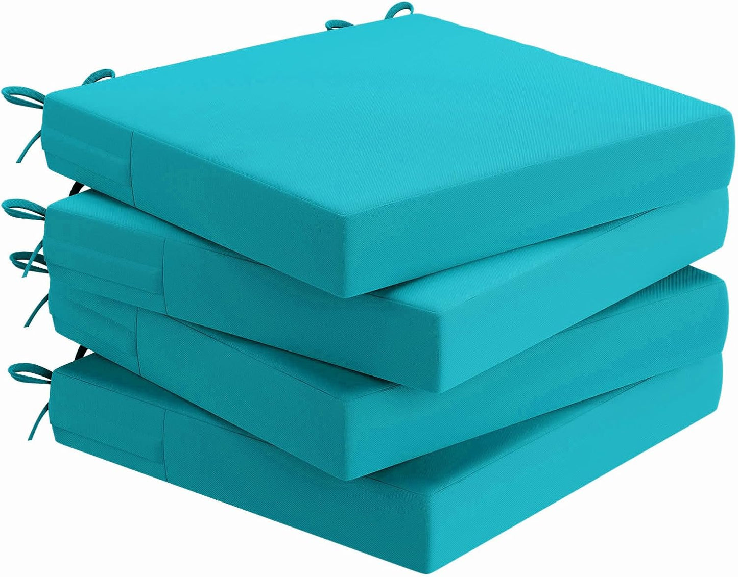 AAAAAcessories Outdoor Seat Cushions for Chairs, Waterproof, Fade-Resistant Patio Furniture Replacement Cushions, 18.5" x 16" x 3", Set of 4, Turquoise