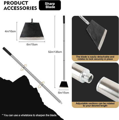 Garden Shovel, Floor Cleaning Scraper Tool, Snow Shovel Ice Scraper, 47 inch Weed Removal Tool with 3 Sections Long Handle for Moss,Sidewalks, Driveway Yard Working - Heavy Duty