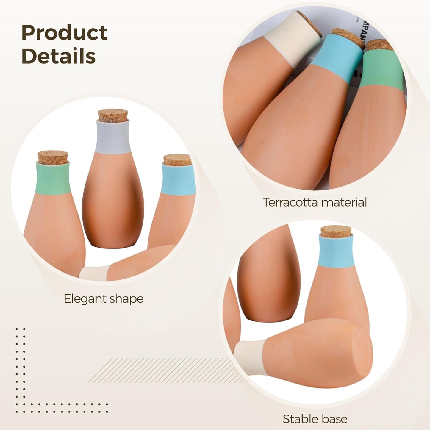 4 Pcs Terracotta Self-Watering Spikes for Outdoor Plants, Large Ceramic Watering Spikes with Cork Stopper, Ideal for Garden, Reduces Water Waste, Includes Green, Blue, Pink, and Orange Spikes