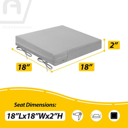AAAAAcessories Outdoor Seat Cushions for Chairs, Waterproof, Fade-Resistant Patio Furniture Replacement Cushions, 18" x 18" x 2", Set of 2, Gray