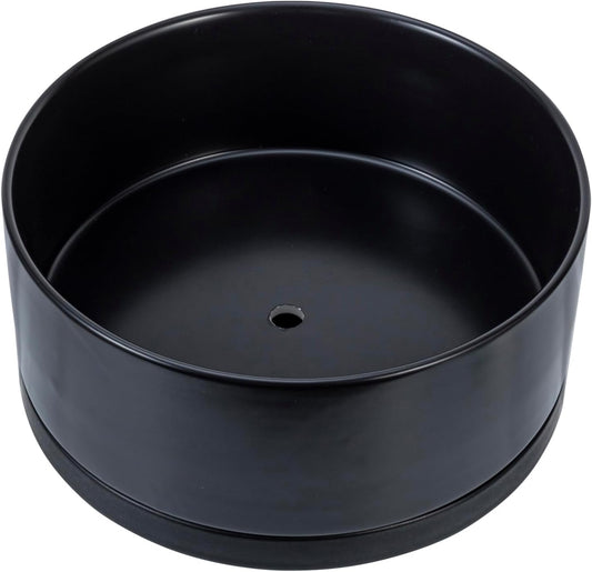 MyGift 8 Inch Black Ceramic Succulent Planter Pot - Decorative Flower Plant Bowl with Removable Saucer