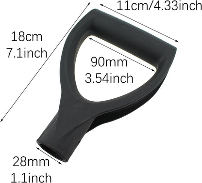 RLECS Black Shovel Handle D Shaped Grip 28mm ID Plastic Fork Spade Handle Suitable for Digging and Harrowing Tool