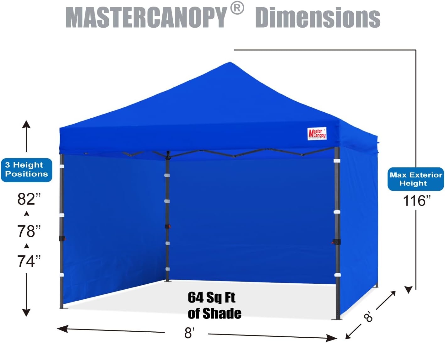 MASTERCANOPY Heavy Duty Pop-up Canopy Tent with Sidewalls (8x8,Blue)