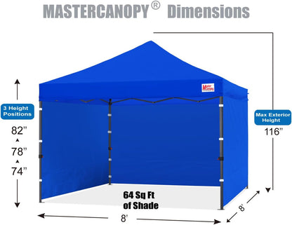 MASTERCANOPY Heavy Duty Pop-up Canopy Tent with Sidewalls (8x8,Blue)