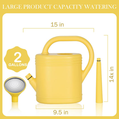 2 Gallon Watering Can for Indoor Plants, Garden Watering Cans for Outdoor Plant House Flower, Modern Plant Watering Can Large Long Spout with Sprinkler Head