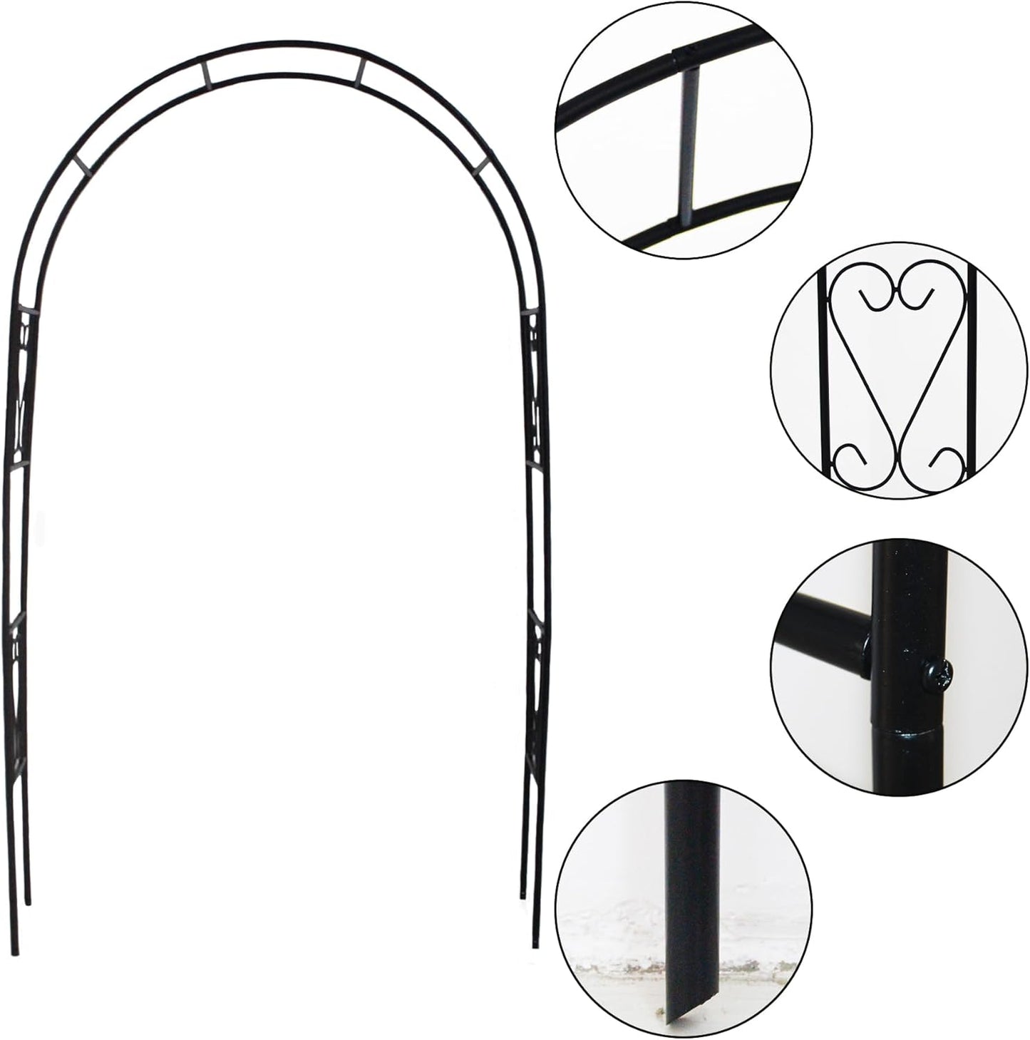 Iron Pergola Arbor Practical, Garden Arbor Arch, Metal Trellis Archway for Climbing Plants Rose Grape Vines, Pergola Decoration for Backyard Patio Lawn Pathway 7 Ft High x 4.1 Ft Wide