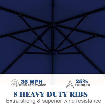 Outdoor Patio Umbrella with Sand Bag Included, 11 FT Deluxe Curvy Cantilever Umbrella Offset Hanging Umbrella with 360° Rotation for Market, Pool, Garden, Backyard, Deck