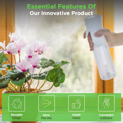 VIGOR PATH Continuous Spray Bottle with Ultra Fine Mist - Versatile Water Sprayer for Hair, Home Cleaning, Salons, Plants, Aromatherapy, and More - Empty Hair Spray Bottle (Clear - 5oz (2 Pack)