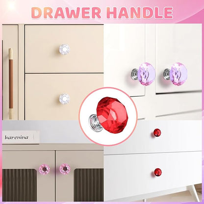 DIY Fairy Wand Garden Beads Stakes Wands Kit,Multiple Color Scheme European Beads Crystal Diamond Tops and 12 or 10 Inch Threaded Rods,Stainless Steel Stakes with Diamond Toppe(Pink+Rose+Red+White)