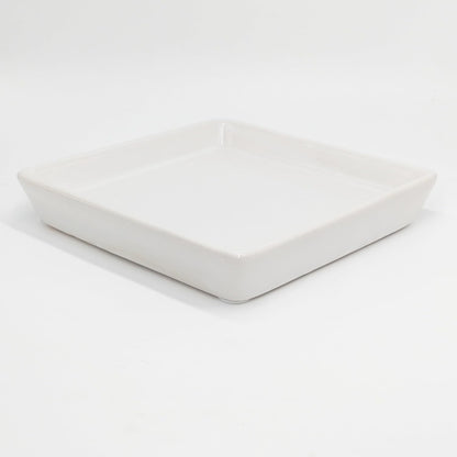 Square Plant Saucer 14 Inch 1 Pack，Plant Trays for Pots, White Ceramic Plant Saucers for Indoors Outdoors, Plant Drip Tray 4 6 8 10 12 14 Inch