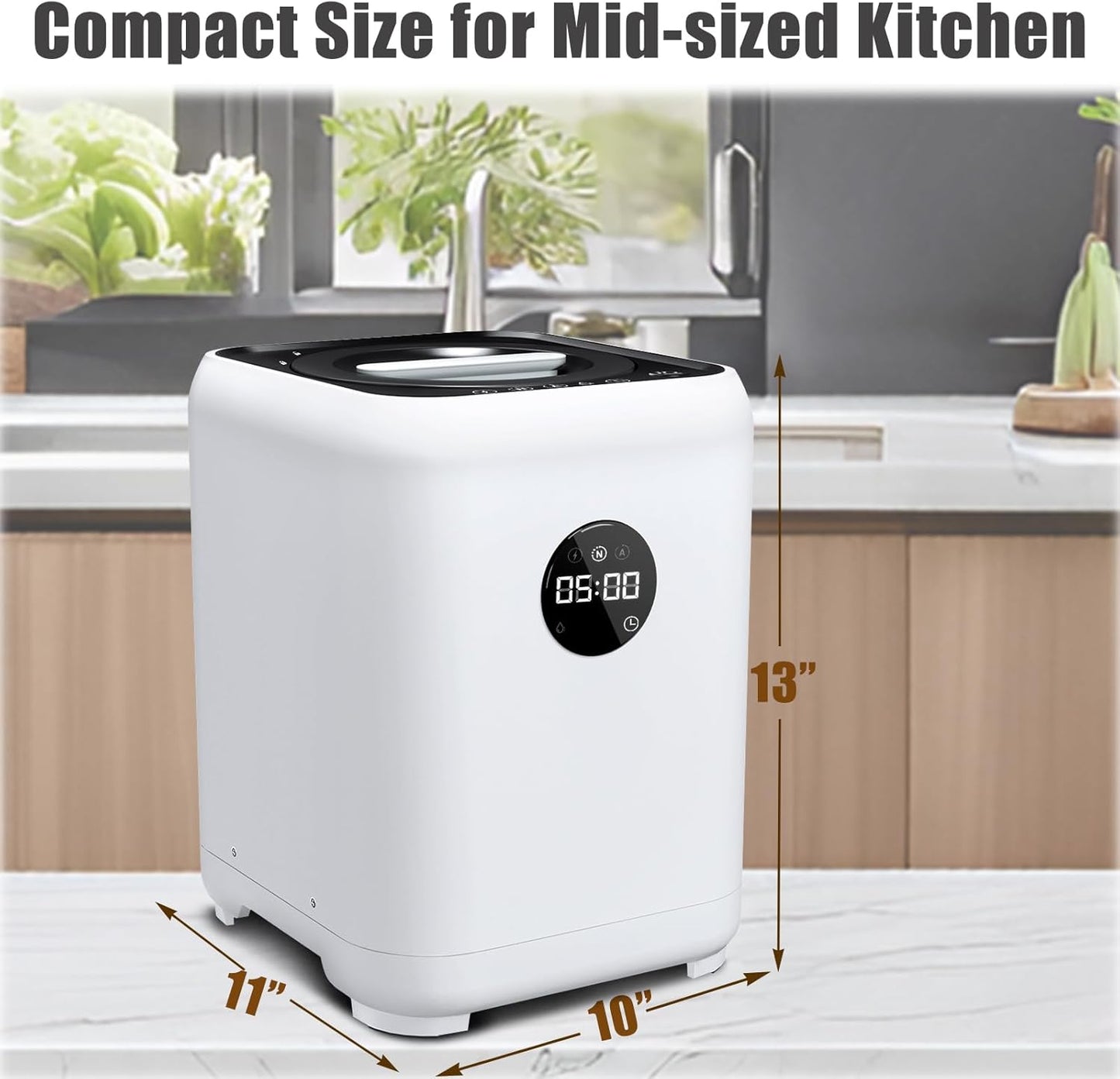 3L Electric Compost Bin Kitchen Composter Counter Top with 2 Detachable Carbon Filter, Auto-Cleaning, Smart Panel, 3 Mode Food Waste Composter for Home, Turn Waste into Dry Fertilizer Machine
