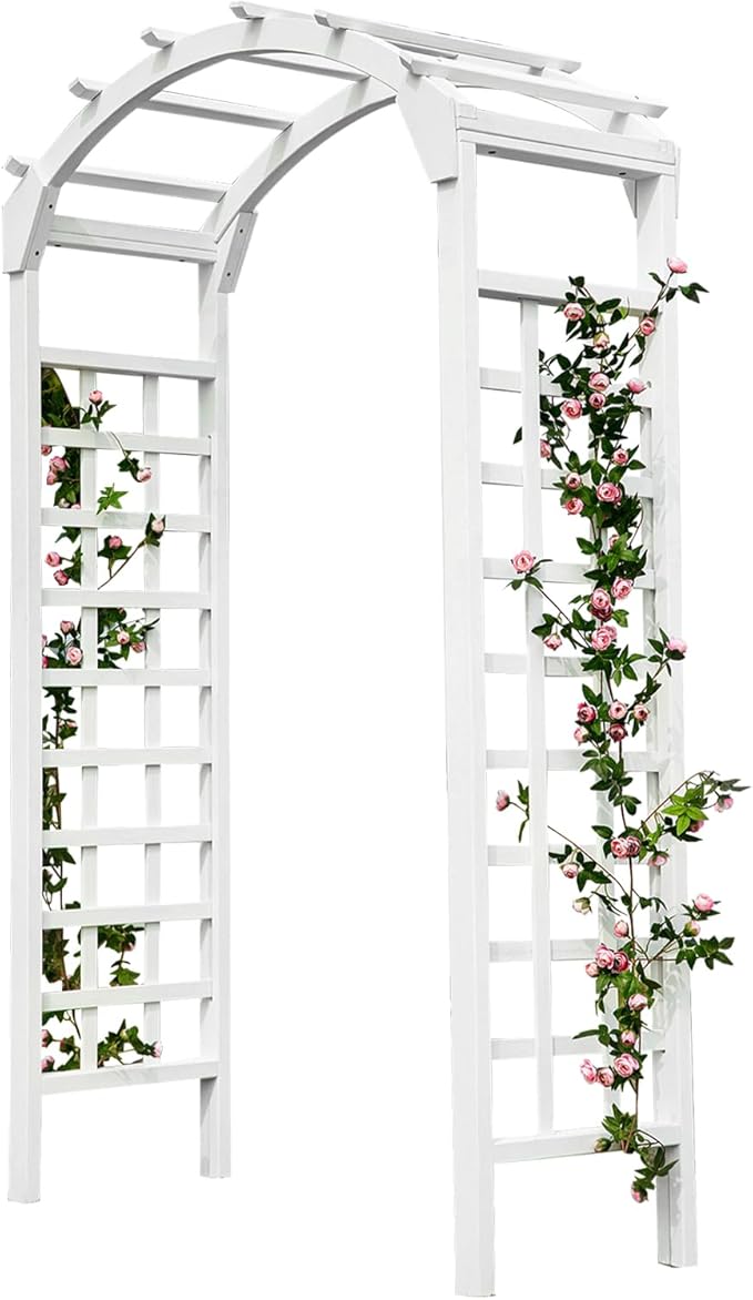 Solid Fir Wooden Garden Arch Premium Outdoor Trellis for Climbing Plants, 84.5”H×49.37”W×23.5’’D, Also can be Used for Wedding and Party Decoration