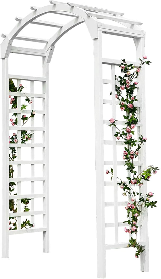 Solid Fir Wooden Garden Arch Premium Outdoor Trellis for Climbing Plants, 84.5”H×49.37”W×23.5’’D, Also can be Used for Wedding and Party Decoration