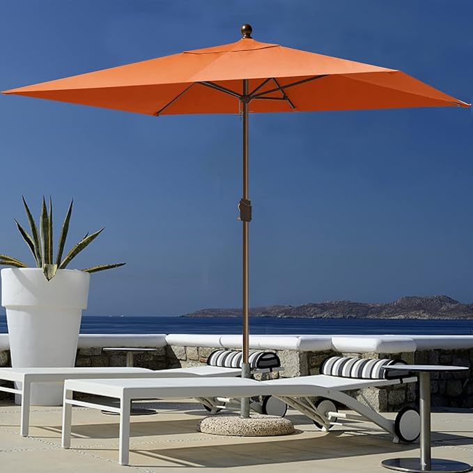 EliteShade USA 10-Year-Non-Fading 6.5x10Ft Rectangular Market Umbrella Patio Umbrella Outdoor Table Umbrella with Ventilation（Rust）
