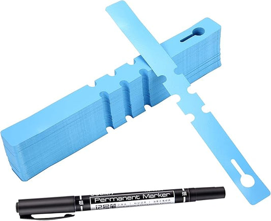 200 Pcs Blue Plastic Plant Tags with a Marker Pen, Wrap Around Hanging Tree Tags Nursery Garden Labels Waterproof Nursery Garden Stakes, 2x20cm