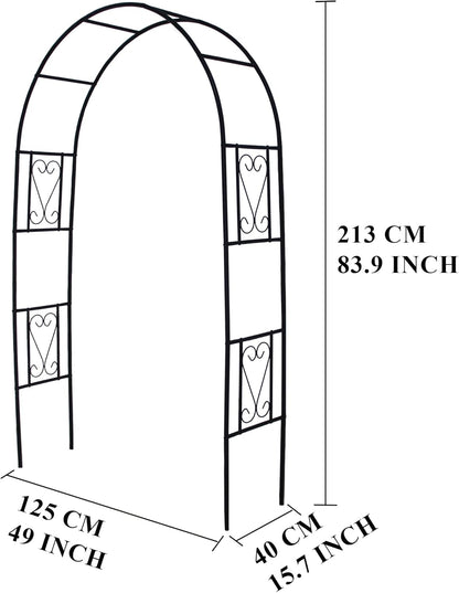 Iron Pergola Arbor Practical, Garden Arbor Arch, Metal Trellis Archway for Climbing Plants Rose Grape Vines, Pergola Decoration for Backyard Patio Lawn Pathway 7 Ft High x 4.1 Ft Wide