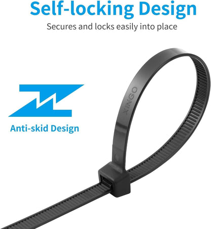 XINGO 12 inch Apple Green Zip Ties Heavy Duty 100 Pack, 120 LBS Tensile Strength, Premium Nylon Cable Wire Ties, Self-locking Plastic Ties for Indoor and Outdoor Use