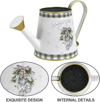 Small Christmas Decorative Watering Can for Indoor Plants Metal Watering Can Outdoor for Bonsai Balcony Courtyard Garden Flower Christmas Decorative