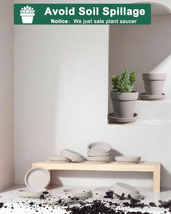 vensovo 2 Inch Grey Terracotta Plant Saucer Pots Tray - 12 pcs Mini Planter Saucers for Indoor & Outdoor Plants, Small Clay Trays Perfect for 1 Inch 1.5Inch Flower Pot