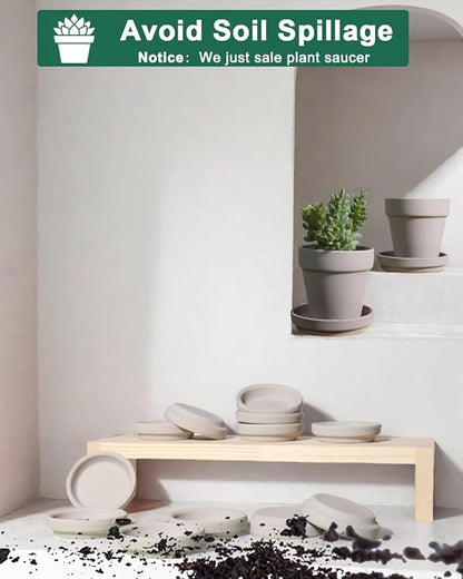 vensovo 2 Inch Grey Terracotta Plant Saucer Pots Tray - 12 pcs Mini Planter Saucers for Indoor & Outdoor Plants, Small Clay Trays Perfect for 1 Inch 1.5Inch Flower Pot