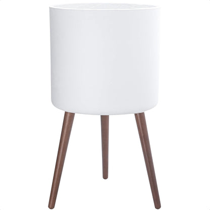 D'vine Dev 16 Inch Planter Pot with Stand, Mid-Century Tall Plant Pot with Legs for Indoor Plants, XX-Large, White, 88-O-E-1