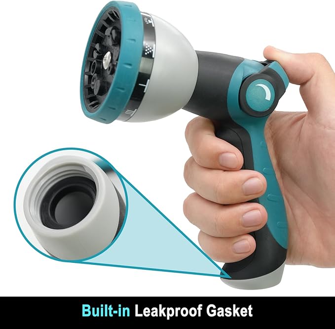 Hose Nozzle, Garden Hose Nozzle with 10 Spray Patterns, Thumb Control On Off Valve, Adjustable and Heavy Duty for Washing Car, Watering Plants, Washing Pets, and Home Use