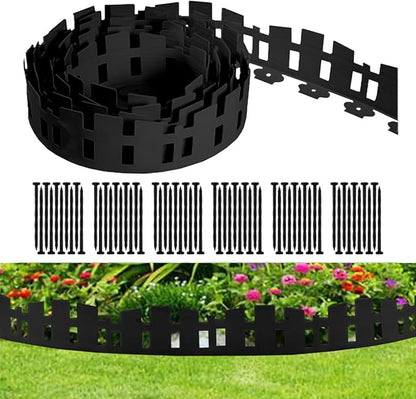 Garden Edging 33FT, Landscape Edging Borders [Extra Tall 4.6IN ] Flexible Lawn Edging Kit with 60pcs Stakes,Mini Plastic Fence for Tree Flowerbeds Grass Yard -Black-1