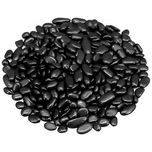 Landscaping Pebbles River Rocks Decorative Ornamental Pebbles Garden Landscaping Stones Gravel Filler for Home Decoration Flower Bed Fish Tank Plants Vases Succulents (1, Black, 1 Pound)
