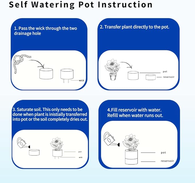 Nihow Self Watering Planter Accessory Set with Wick, Mesh - Enhance Your Plant's Growth and Health Easily