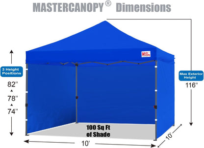 MASTERCANOPY Heavy Duty Pop-up Canopy Tent with Sidewalls (10x10,Blue)