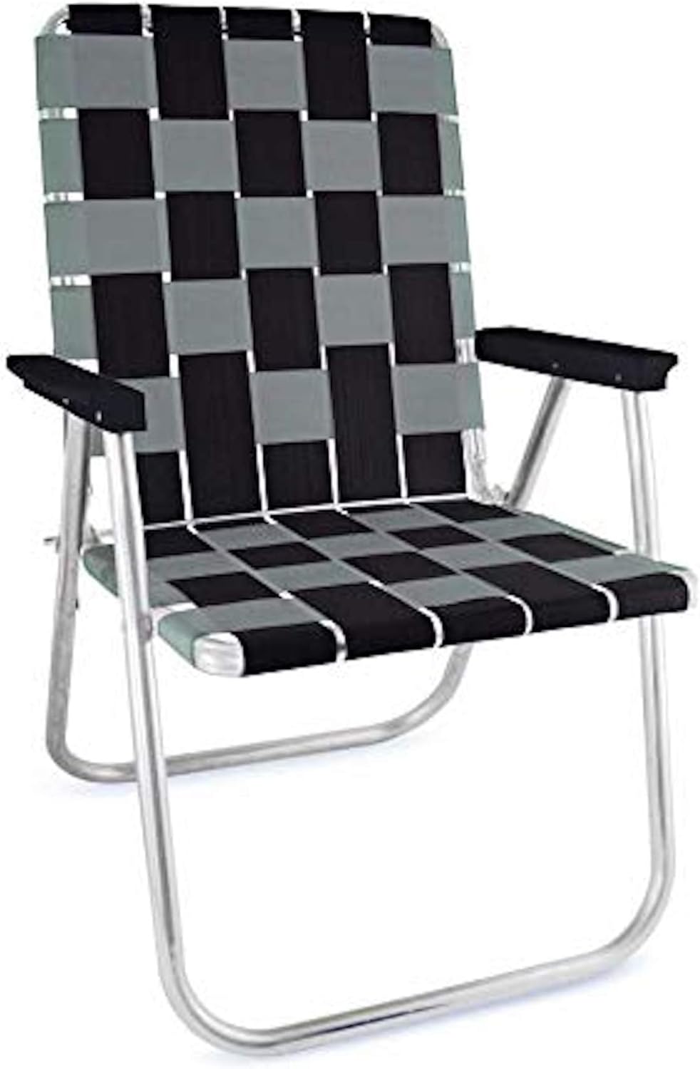 Lawn Chair USA Folding Aluminum Outdoor Patio Lawn Chair | Heavy-Duty Webbed Chairs for Camping, Sports, Beach, Yard & Tailgating | Lightweight Portable | Classic - Black/Silver