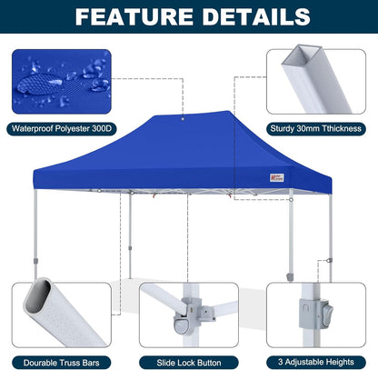 MASTERCANOPY Pop Up Canopy Tent Commercial Grade 10x15 Instant Shelter (Blue)