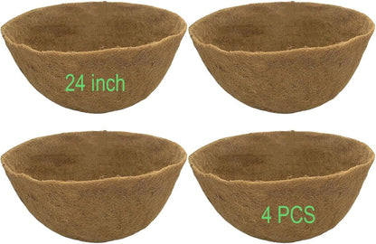 24 InchCoco Liners for Planters 4 PCS Round Basket Shaped Coconut Fiber Replacement Liners
