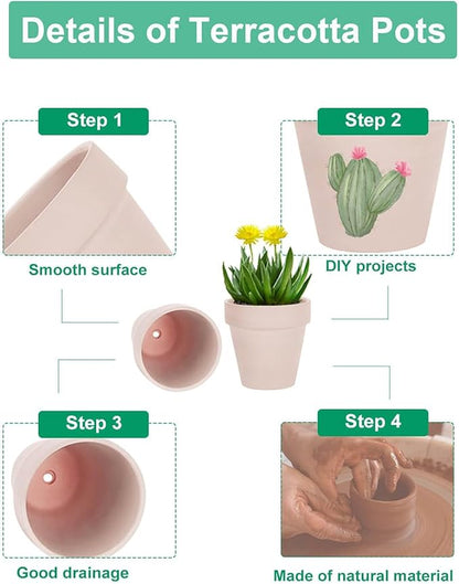 vensovo 3 Inch Pink Terra Cotta & Terracotta Pots with Drainage - 20 Pack Clay Flowerpots, Succulent Nursery Planter Great for Plants, Crafts, Wedding Favor