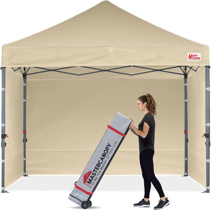 MASTERCANOPY Heavy Duty Pop-up Canopy Tent with Sidewalls (10x10,Beige)