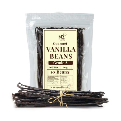 10 Whole Vanilla Beans Grade A+, Premium Bulk Vanilla Bean Pods For Making VanillaExtract and Baking, 6-8 Inches, Non GMO. by NYVanilla