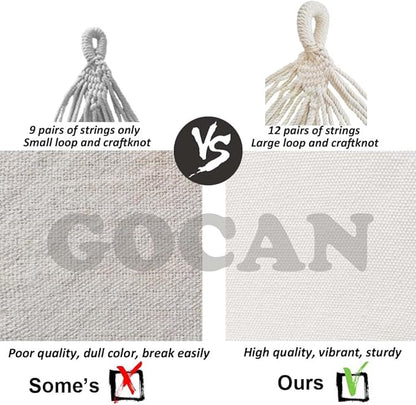 Brazilian Double Hammock 2 Person 330X150cm Load 500Pound Cotton Hammock for Patio Porch Garden Backyard Lounging Outdoor and Indoor (Beige)