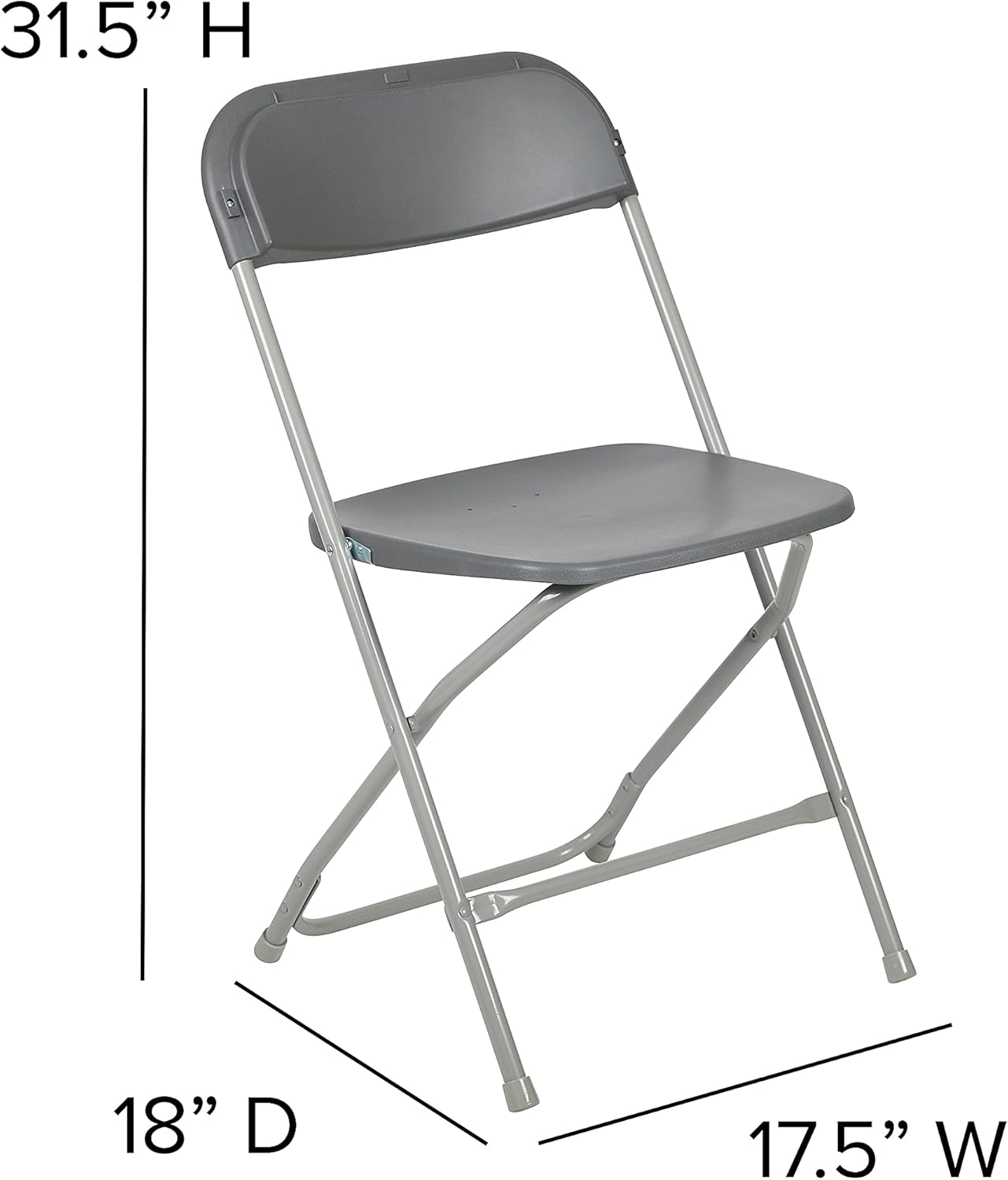 Flash Furniture Hercules Series Plastic Folding Chair - Grey - 2 Pack 650LB Weight Capacity Comfortable Event Chair-Lightweight Folding Chair