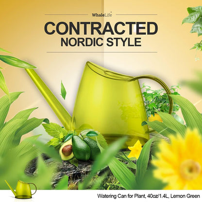 WhaleLife Indoor Watering Can for House Bonsai Plants (1.4L, Green Lemon)