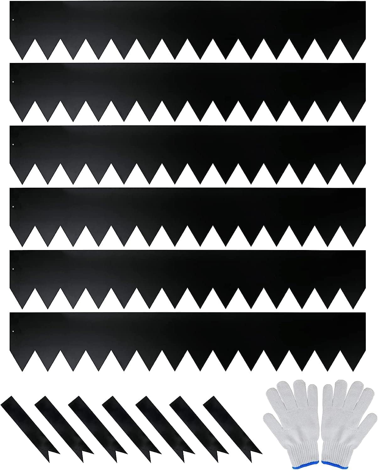 Worth Garden 6-Pack Galvanized Steel Landscape Edging with Black Powder Coating - 40" L x 6.5" H - Hammer-in 16-Gauge Metal Border Separator Strips with 7 Clips - Edge for Lawn Yard (20Ft Total)