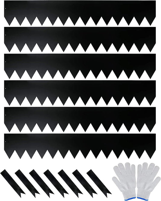 Worth Garden 6-Pack Galvanized Steel Landscape Edging with Black Powder Coating - 40" L x 6.5" H - Hammer-in 16-Gauge Metal Border Separator Strips with 7 Clips - Edge for Lawn Yard (20Ft Total)