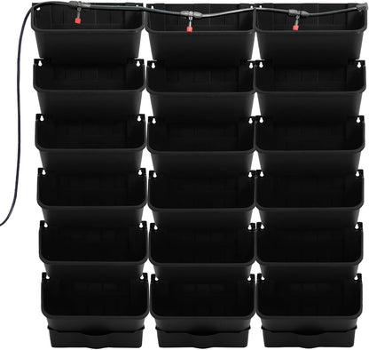 Self Watering Wall Planter with 18 Pots, Wall Planters for Indoor Plants, Vertical Garden Planter, Wall Mounted Plastic Plant Grow Pots for Fruits Vegetables Flowers Herbs (Black)