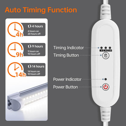 Plant Shelf with Grow Lights, 5-Tier Plant Stand with T8 24W Grow Light for Indoor Plants with Wheel, 5000K Full Spectrum LED Plant Light with Timer for Seedling, Seed Starting, 29.5x13.8x59IN