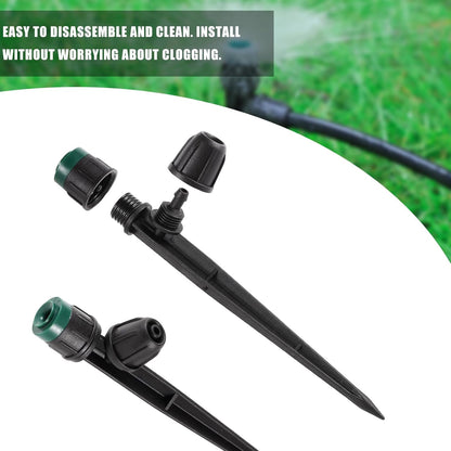 Anti-Drop Drip Irrigation Emitters Sprayers for 1/4" Tubing, with Lock Barbed Adjustable 360 Degree Water Flow Drippers Sprayer for Garden Watering System. (100pcs-360 Degree Sprayer)