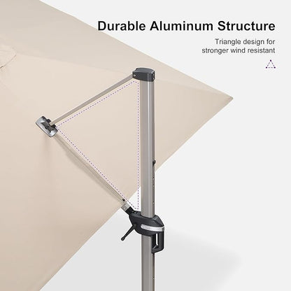 PURPLE LEAF Patio Umbrella with Base Included, 10‘×13’ Outdoor Aluminum Cantilever Umbrella with 360° Rotation, Aluminum Large Offset Umbrella for Outdoor Garden Pool, Beige