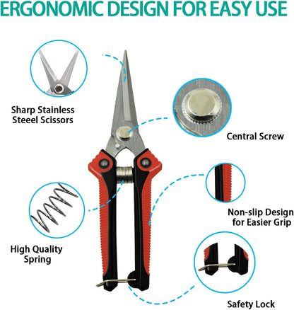 4 Pack Garden Pruning Shears Scissors Set, Stainless Steel Sharp Clippers Flower Shears Florist Scissors with Non-Slip Grip for Plant Tree Trimmers Secateurs