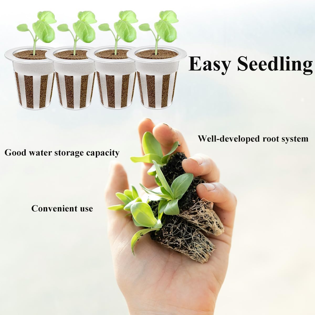 40 Pcs Hydroponic Seeds Grow Sponges Pods Kit,Indoor Hydroponics Growing System Root Plant Basket,Hydroponic Pods Cups Pot and Grow Sponges for Garden Indoor Herb Hydroponic Growing System