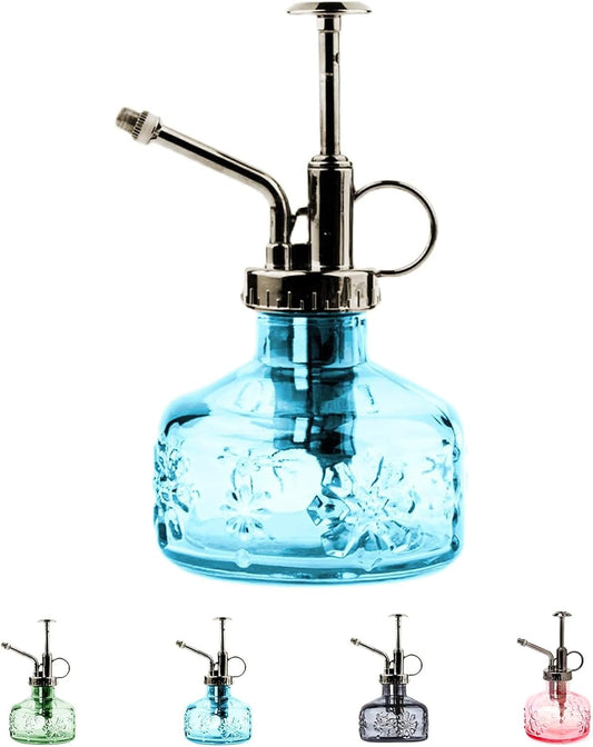 XXXFLOWER Glass Plant Mister Spray Bottle for Indoor Plant Spritzer Succulent Watering Bottle Tall Vintage Style with Bronze Plastic Top Pump